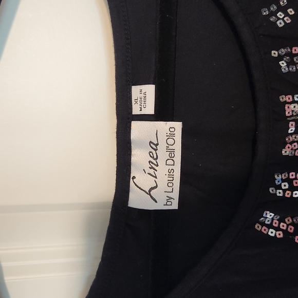Linea by Louis Dell'Olio Black Blouse with silver sequins XL - Picture 3 of 5